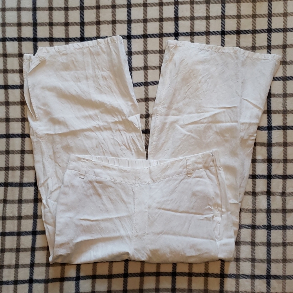 J.JILL WHITE LINEN CAPRI PANTS